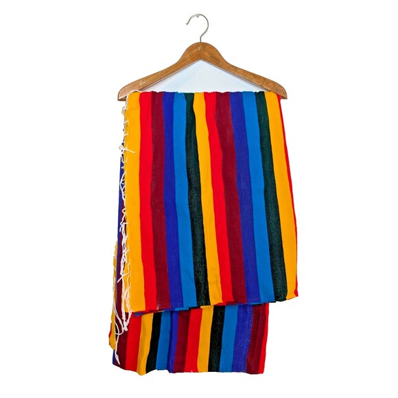 Vtg Pueblo Blanket Striped Bright Rainbow El Paso Saddle Blanket Co 57x81 - Picture 1 of 8